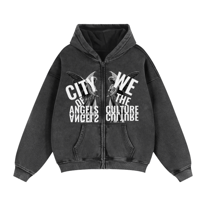 Zip-Through Boxy Hoodie “City Of Angels” ODMPOD