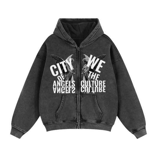 Zip-Through Boxy Hoodie “City Of Angels” ODMPOD